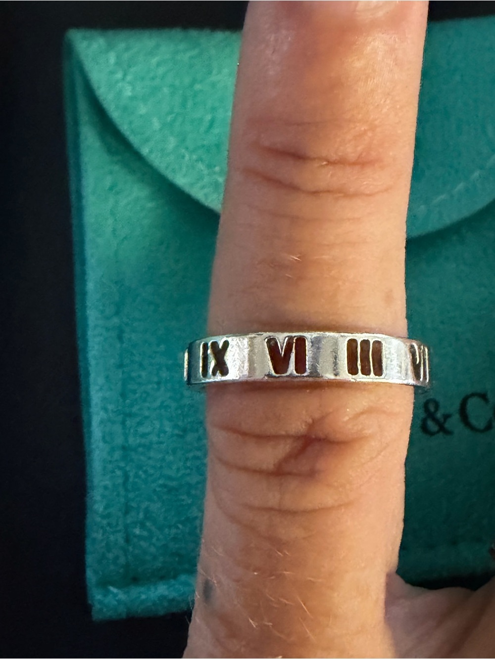 Tiffany & Co Sterling Silver ATLAS Roman Numeral Band Ring